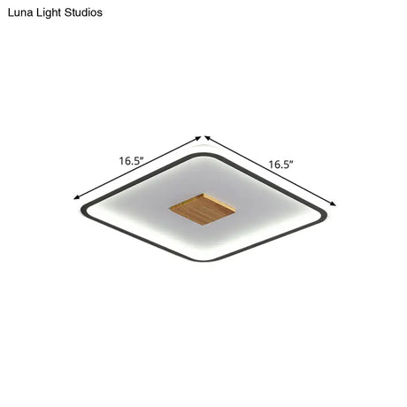 Modernist Metallic Ultrathin Square Ceiling Lamp In Black - White With Led Flush Mount Fixture