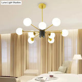 Modernist Milk Glass Chandelier With Burst Design - 6/8/9 Light Hanging Ceiling Lamp In Gold