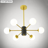 Modernist Milk Glass Chandelier With Burst Design - 6/8/9 Light Hanging Ceiling Lamp In Gold