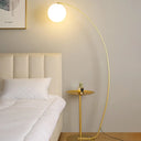 Modernist Opal Glass Floor Lamp With Gold Accent - Sphere Design 1-Light