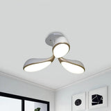 Modernist Oval Bedroom Ceiling Light Fixture With 3 Metallic Semi - Flush Lights In White