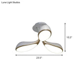 Modernist Oval Bedroom Ceiling Light Fixture With 3 Metallic Semi - Flush Lights In White