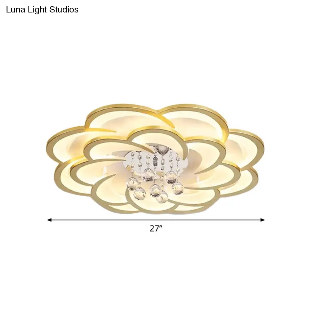 Modernist Petal Flush Ceiling Light In Gold With Led Warm/White - Available 20.5’/27’ Sizes