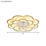 Modernist Petal Flush Ceiling Light In Gold With Led Warm/White - Available 20.5’/27’ Sizes