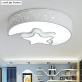 Modernist Pink/White Led Ceiling Lamp With Star And Crescent Design