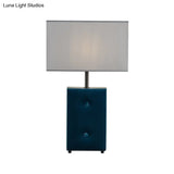 Modernist Rectangle Task Light For Reading Fabric Shade 1-Bulb In Blue