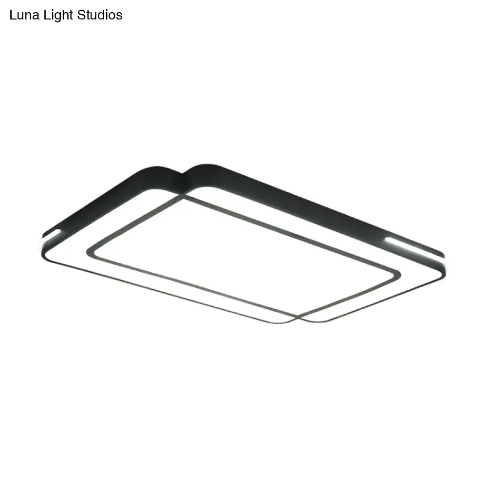 Modernist Rectangular Flush Mount Acrylic Led Ceiling Light - White/Black Ideal For Living Room