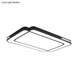 Modernist Rectangular Flush Mount Acrylic Led Ceiling Light - White/Black Ideal For Living Room