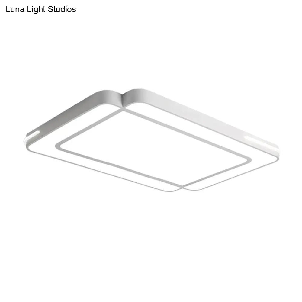Modernist Rectangular Flush Mount Acrylic Led Ceiling Light - White/Black Ideal For Living Room