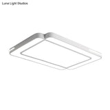 Modernist Rectangular Flush Mount Acrylic Led Ceiling Light - White/Black Ideal For Living Room