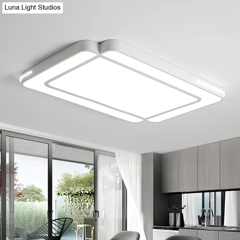 Modernist Rectangular Flush Mount Acrylic Led Ceiling Light - White/Black Ideal For Living Room