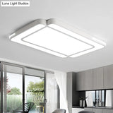 Modernist Rectangular Flush Mount Acrylic Led Ceiling Light - White/Black Ideal For Living Room