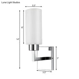 Modernist Rectangular Milk Glass Wall Sconce - 1 Light Chrome Fixture For Office
