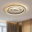 Modernist Ring Semi Flush Mount Metal Led Ceiling Fixture For Bedroom - Brown With White/Warm Light