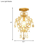 Modernist Scroll Crystal Flush Mount Lamp With Gold Finish