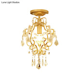 Modernist Scroll Crystal Flush Mount Lamp With Gold Finish