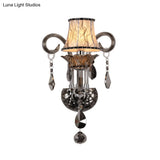 Modernist Smoke Grey Crystal Conical Sconce Light: Wall Mounted Lighting For Living Room (1/2