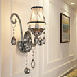 Modernist Smoke Grey Crystal Conical Sconce Light: Wall Mounted Lighting For Living Room (1/2