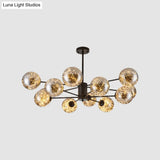 Modernist Smoke Grey Glass Led Pendant Chandelier - Global Design With Inner Glowing String