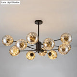 Modernist Smoke Grey Glass Led Pendant Chandelier - Global Design With Inner Glowing String