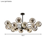 Modernist Smoke Grey Glass Led Pendant Chandelier - Global Design With Inner Glowing String