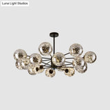 Modernist Smoke Grey Glass Led Pendant Chandelier - Global Design With Inner Glowing String