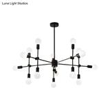 Modernist Sputnik Chandelier: Opal Glass 9/12/15 Lights Black/Gold