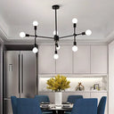 Modernist Sputnik Chandelier: Opal Glass 9/12/15 Lights Black/Gold 9 / Black