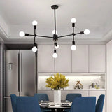 Modernist Sputnik Chandelier: Opal Glass 9/12/15 Lights Black/Gold 9 / Black