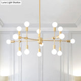 Modernist Sputnik Chandelier: Opal Glass 9/12/15 Lights Black/Gold