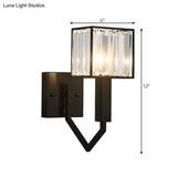 Modernist Style Black Wall Lamp With Clear Crystal And Metal Sconce Fixture