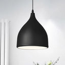 Modernist Style Black/White Hanging Lamp With Domed Metal Shade And 1 Bulb For Kitchen Pendant