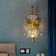 Modernist Style Brass Finish Wall Sconce With Crystal Shade - Lotus Clear