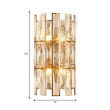 Modernist Style Clear Crystal Wall Sconce - Gold Finish 4 Lights Corridor Lighting 11/17 Wide