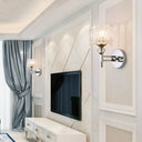 Modernist Style Clear Glass Wall Light Sconce With Crystal Deco In Chrome Finish - 1 Bulb