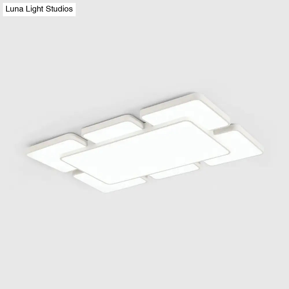 Modernist Style Flush Mount Lamp: Acrylic Shade Ceiling Light Black/White 20.5’/24.5’ 5/7 Lights