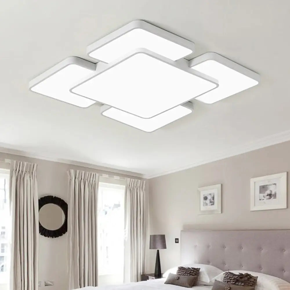 Modernist Style Flush Mount Lamp: Acrylic Shade Ceiling Light Black/White 20.5’/24.5’ 5/7