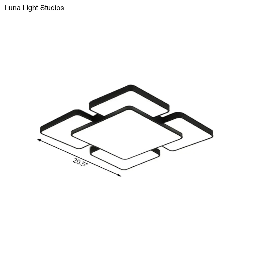 Modernist Style Flush Mount Lamp: Acrylic Shade Ceiling Light Black/White 20.5’/24.5’ 5/7 Lights