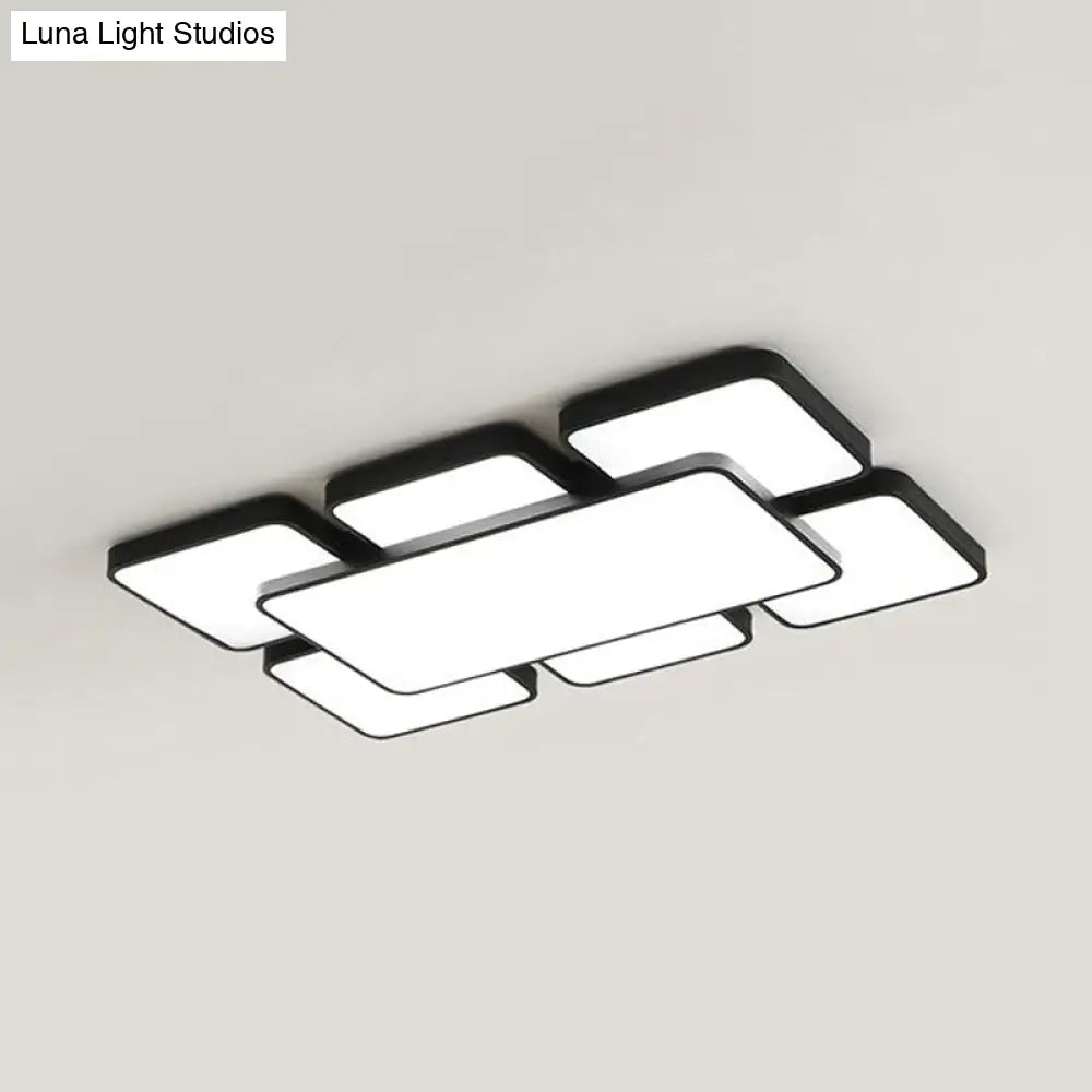 Modernist Style Flush Mount Lamp: Acrylic Shade Ceiling Light Black/White 20.5’/24.5’ 5/7 Lights