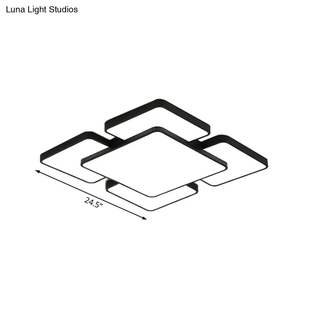 Modernist Style Flush Mount Lamp: Acrylic Shade Ceiling Light Black/White 20.5’/24.5’ 5/7 Lights