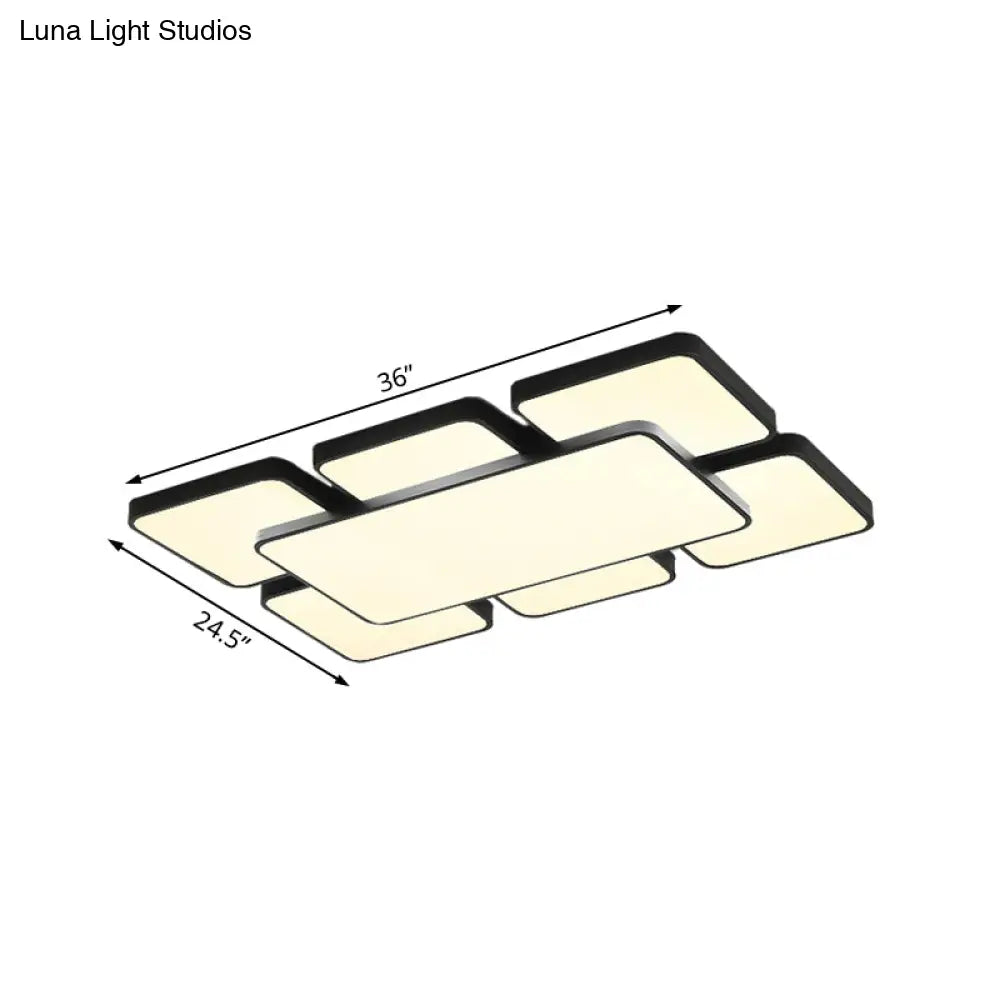 Modernist Style Flush Mount Lamp: Acrylic Shade Ceiling Light Black/White 20.5’/24.5’ 5/7 Lights
