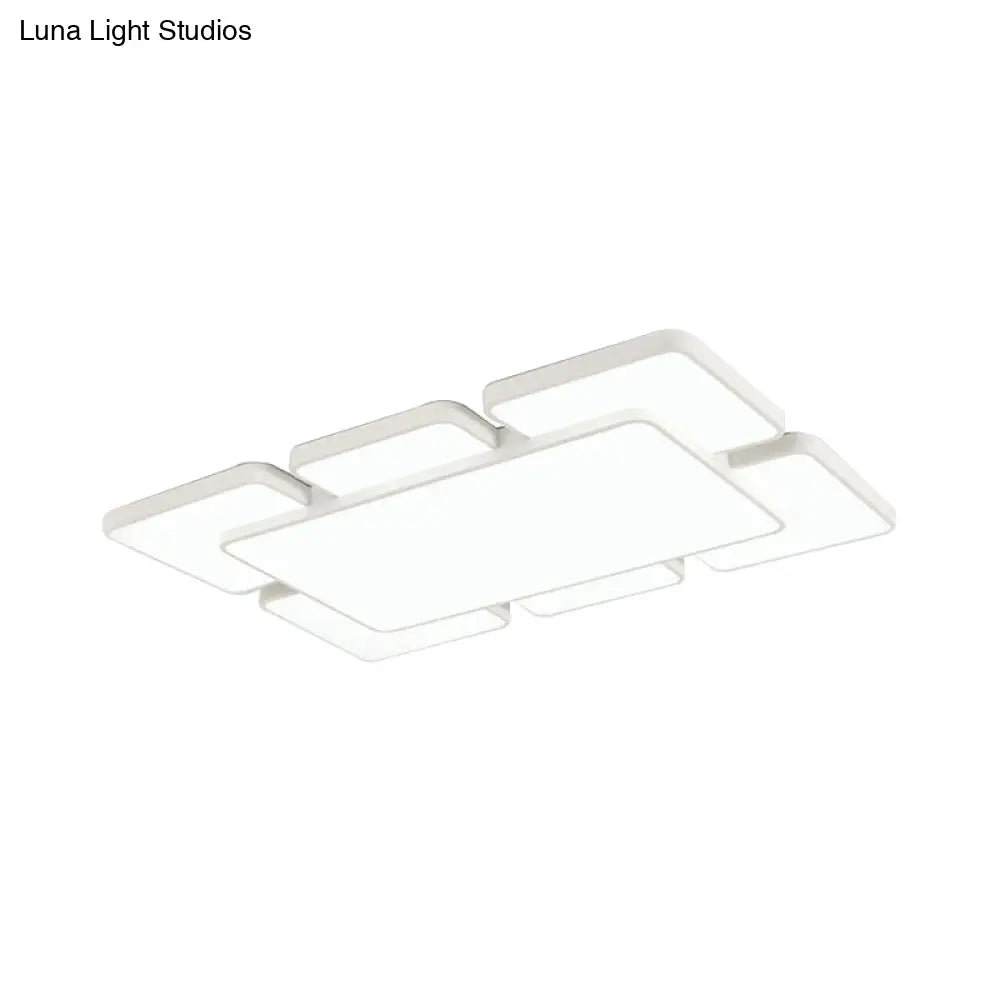 Modernist Style Flush Mount Lamp: Acrylic Shade Ceiling Light Black/White 20.5’/24.5’ 5/7 Lights