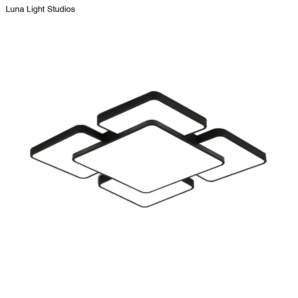 Modernist Style Flush Mount Lamp: Acrylic Shade Ceiling Light Black/White 20.5’/24.5’ 5/7 Lights