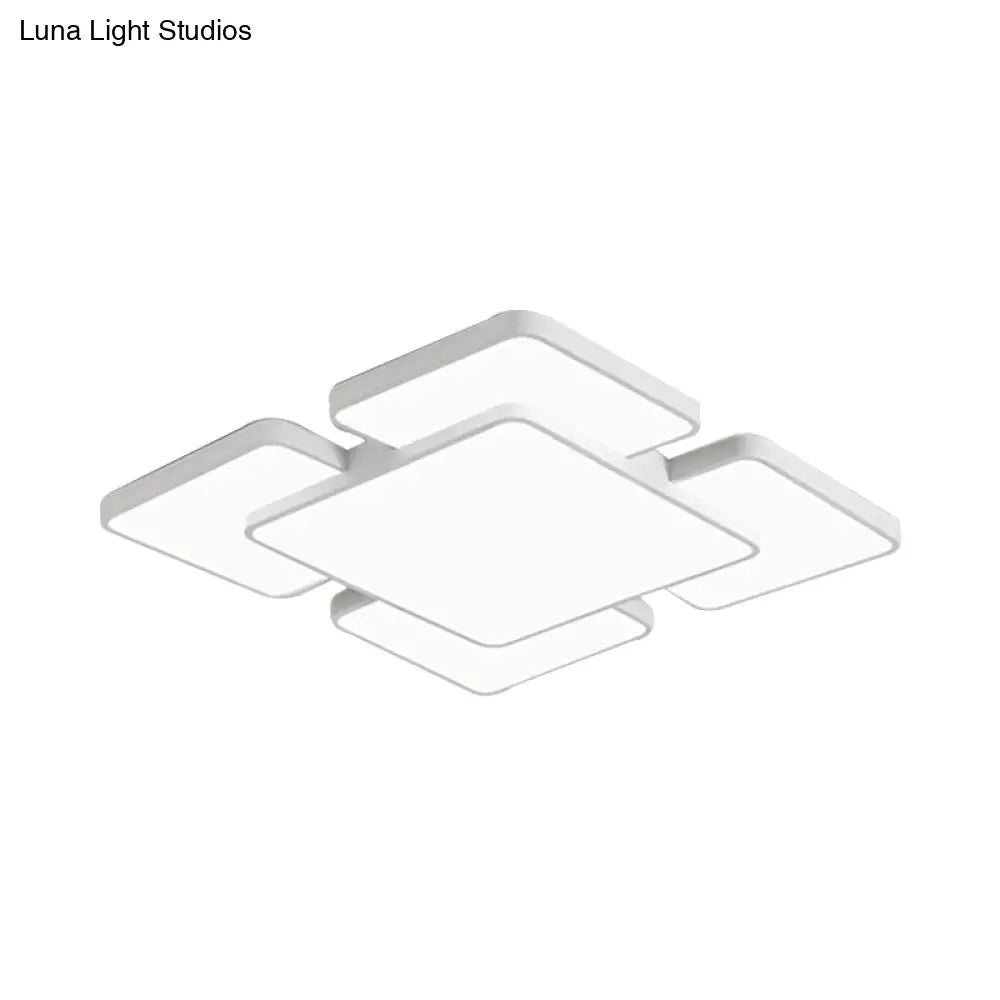 Modernist Style Flush Mount Lamp: Acrylic Shade Ceiling Light Black/White 20.5’/24.5’ 5/7 Lights