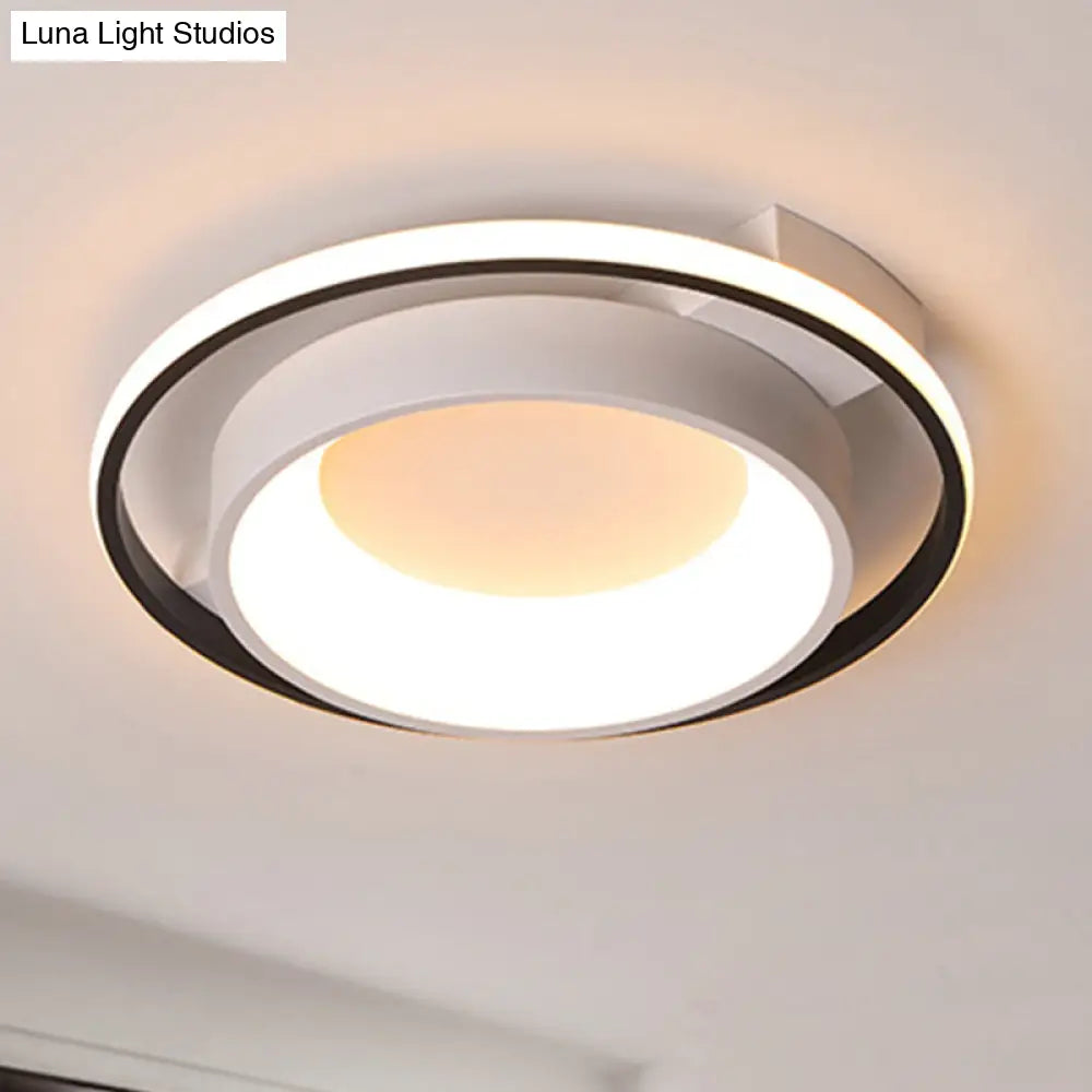Modernist Style Metallic Dish Ceiling Lamp - 16’/19.5’ Dia Led Flush Mount In Warm/White Light