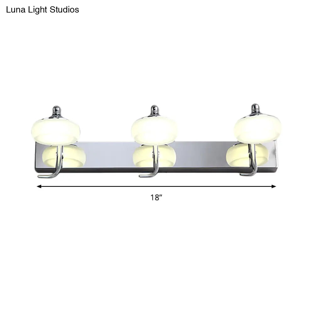 Modernist Style Silver Wall Lamp With Round Frosted Acrylic Shade 2/3 Heads Warm/White Lighting -