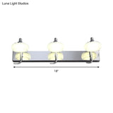 Modernist Style Silver Wall Lamp With Round Frosted Acrylic Shade 2/3 Heads Warm/White Lighting -