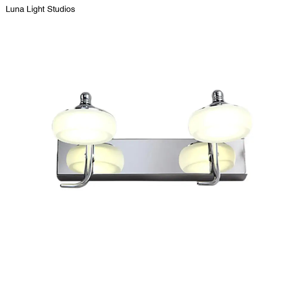 Modernist Style Silver Wall Lamp With Round Frosted Acrylic Shade 2/3 Heads Warm/White Lighting -
