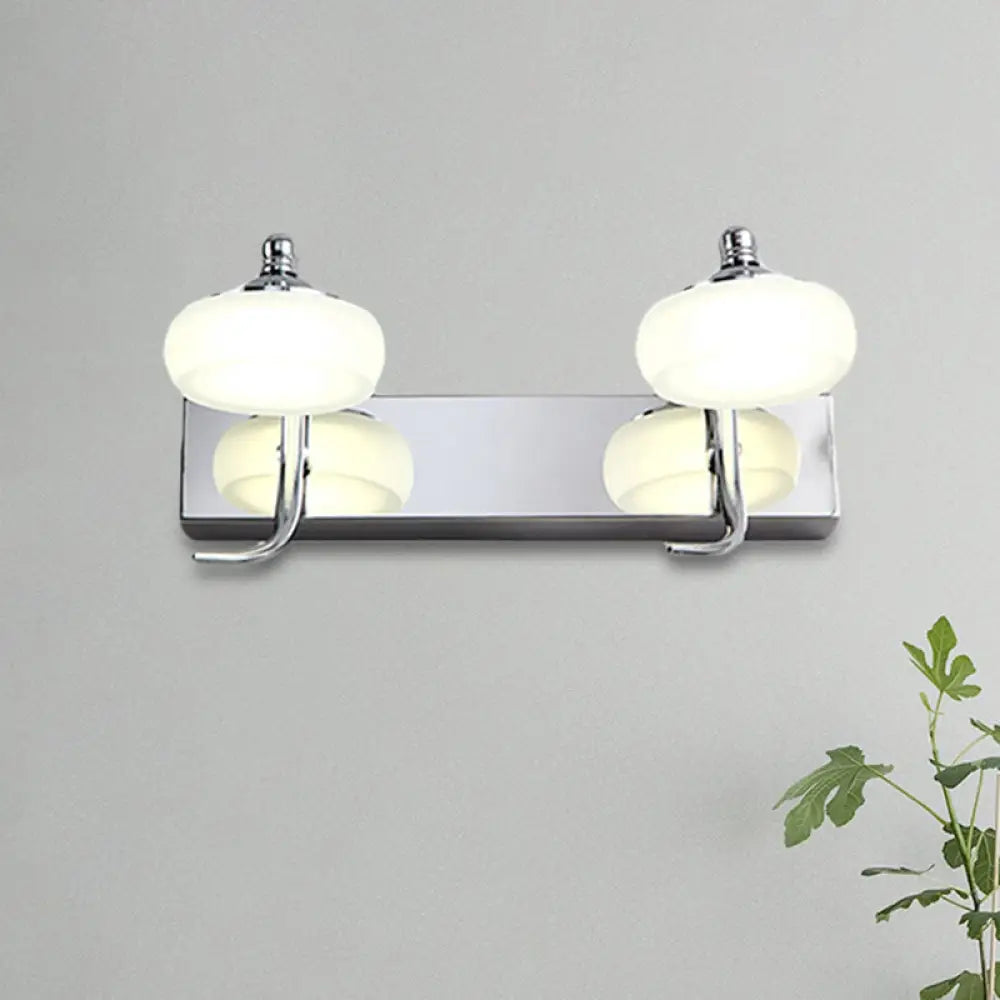 Modernist Style Silver Wall Lamp With Round Frosted Acrylic Shade 2/3 Heads Warm/White Lighting -