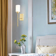 Modernist Style White Glass Cylinder Wall Sconce With Brass Finish - Bedroom Light 1 /